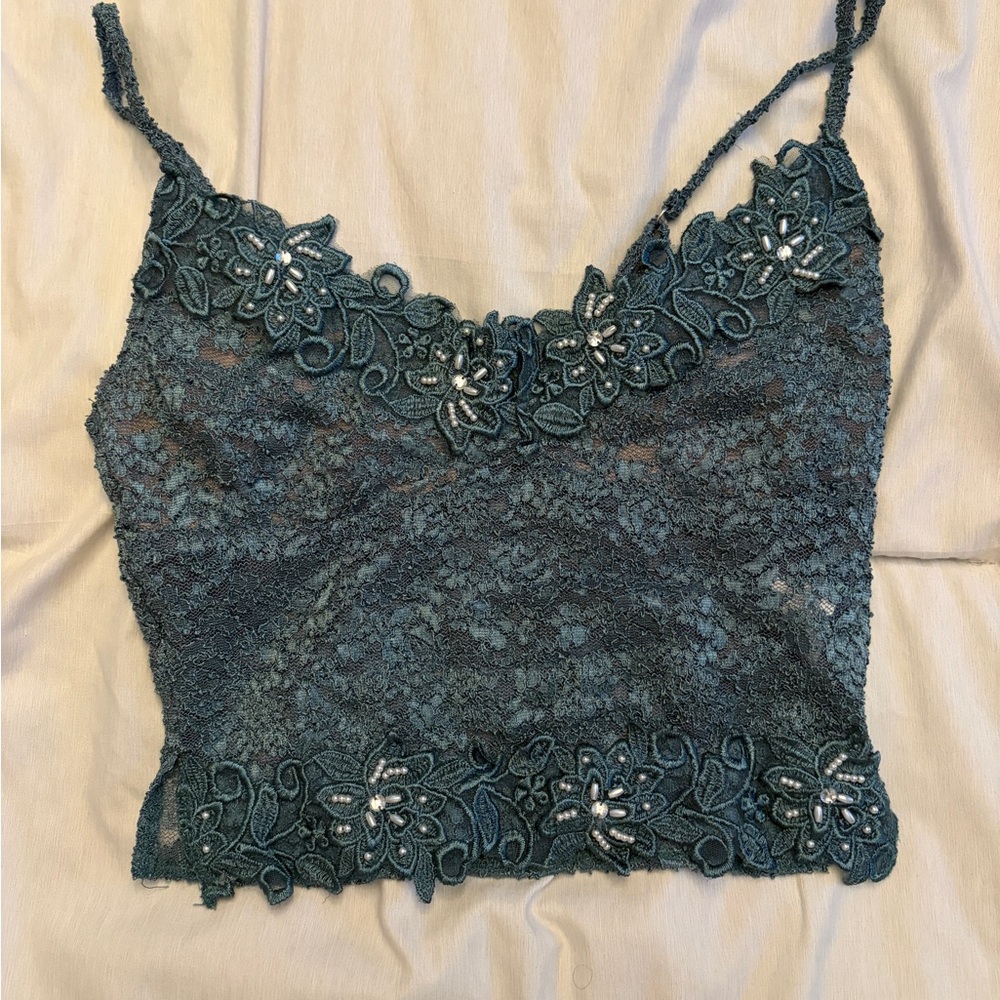 Boys Lie Lace Crop Top in Blue